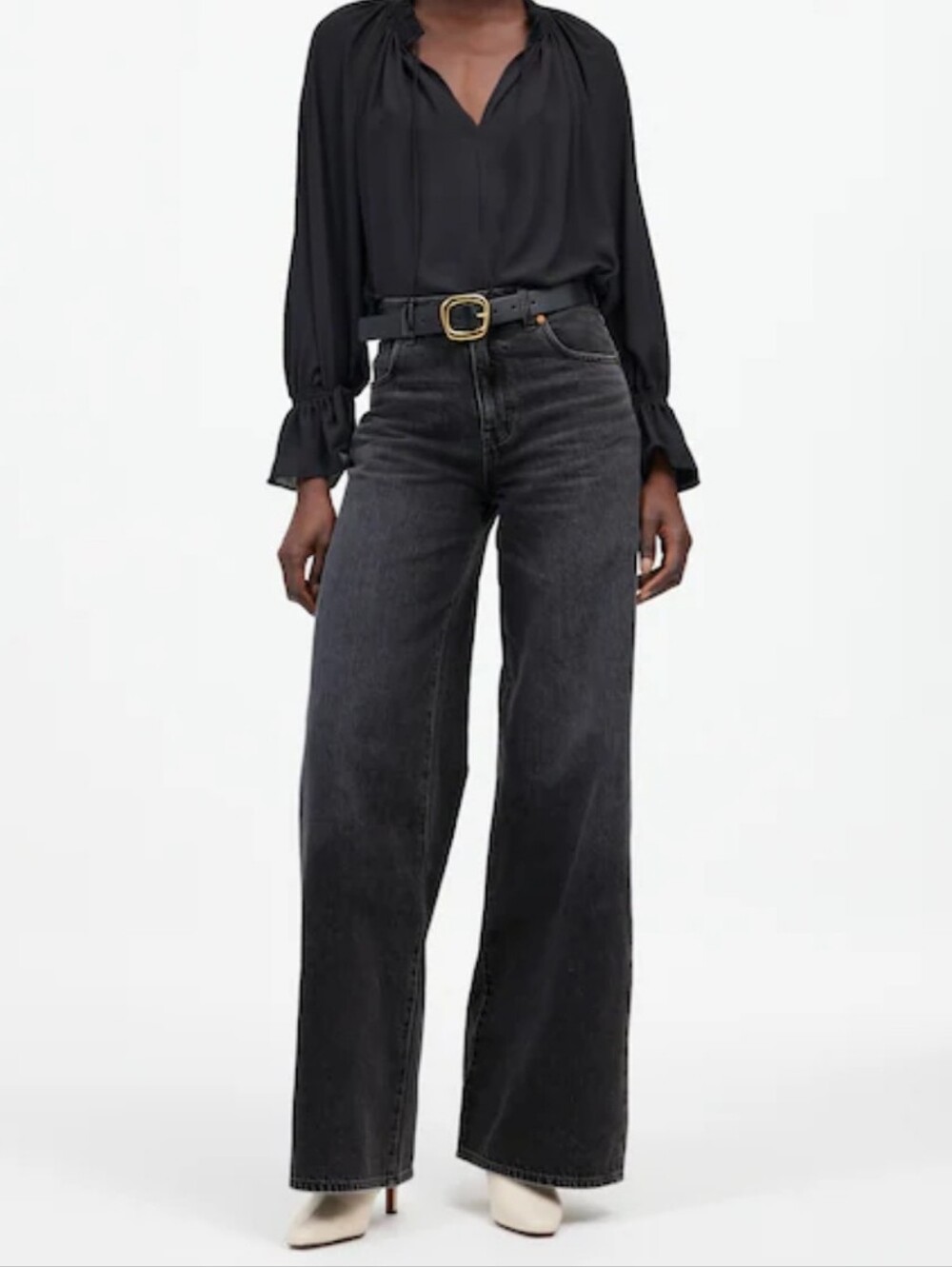 Madewell Superwide-Leg Jeans In Black Size 27